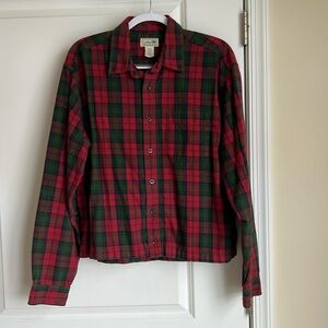 LL BEAN Men’s Scotch Plaid Flannel Shirt, MODIFIED LENGTH